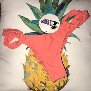 Coral cheeky bathing suit bottom